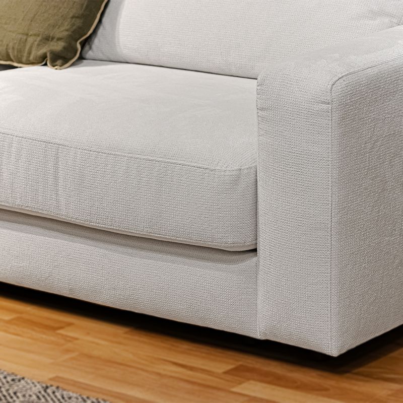 Canapé d'angle gauche 325 cm en tissu microfibre ivoire confort moelleux - CECILE