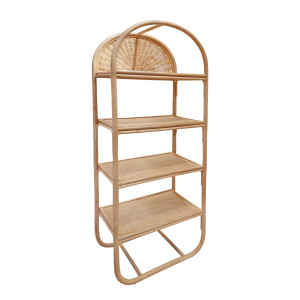 Etagère H. 160 cm en rotin naturel angles arrondis 4 étagères - DARIA