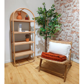 Etagère H. 160 cm en rotin naturel angles arrondis 4 étagères - DARIA