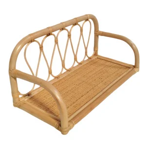 Etagère murale L. 55 cm en rotin naturel angles arrondis 4 étagères - HAZEL