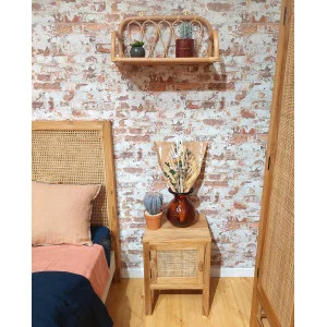 Etagère murale L. 55 cm en rotin naturel angles arrondis 4 étagères - HAZEL