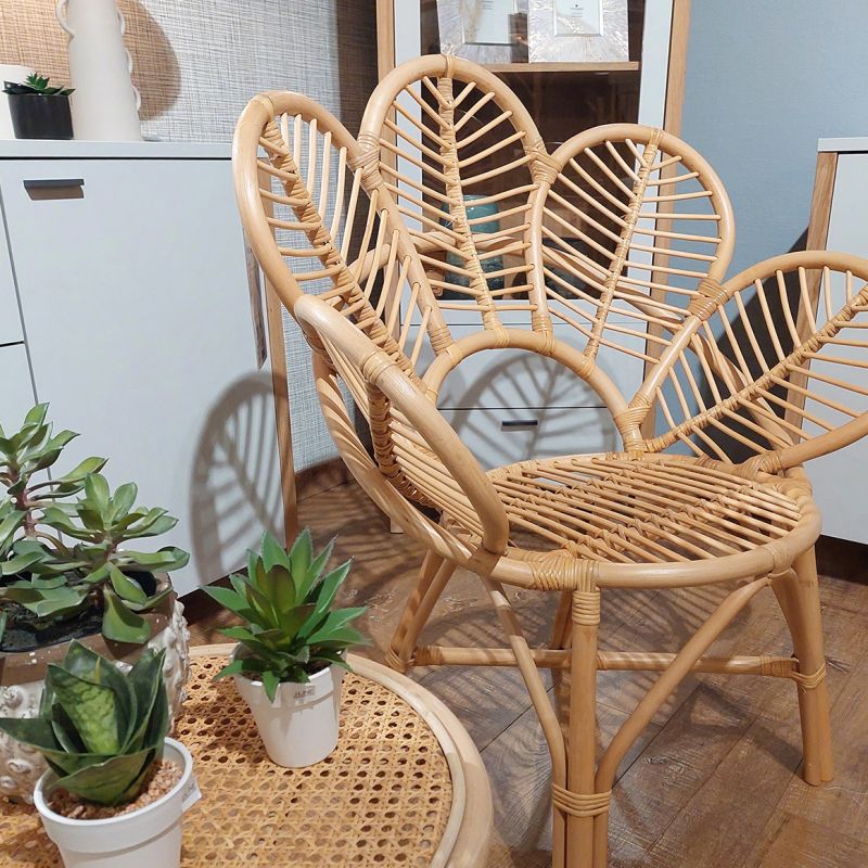 Fauteuil en rotin naturel forme fleur avec coussin rond - KIANA