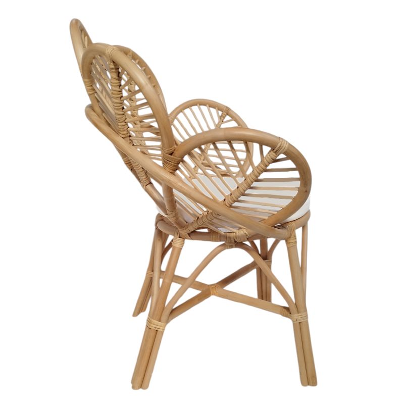 Fauteuil en rotin naturel forme fleur avec coussin rond - KIANA