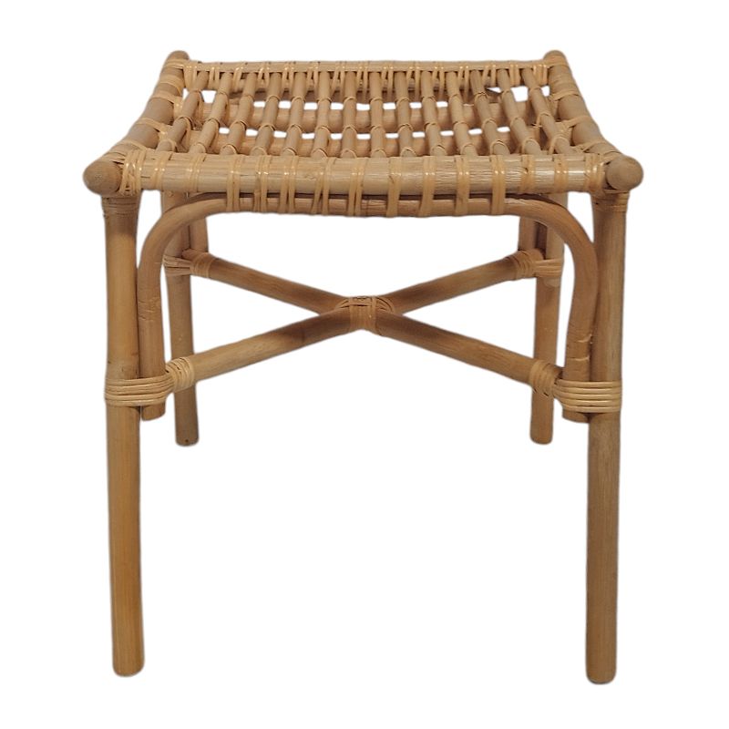 Tabouret / repose pied carré en rotin naturel forme incurvée - HAZEL