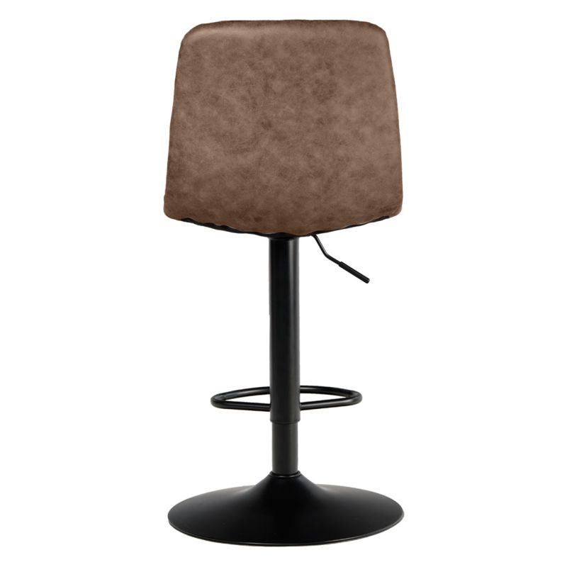 Tabouret de bar réglable en microfibre marron pied métal noir - COBY