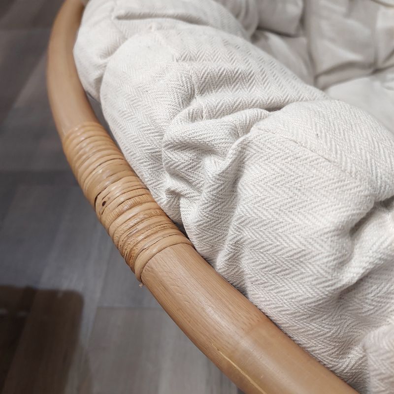 Fauteuil loveuse 1 place en rotin naturel avec coussin blanc cassé - HAZEL