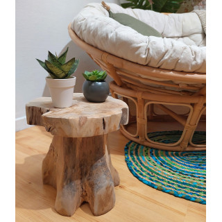 Petite table d'appoint 30 cm en racine de teck rond - Décoration Naturelle artisanale et exotique - NATA
