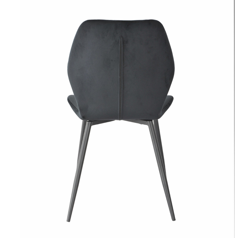 Lot de 2 Chaises Capitonnées et Rembourrées en Velours Noir avec Pieds en Métal Noir - EMILIO 2