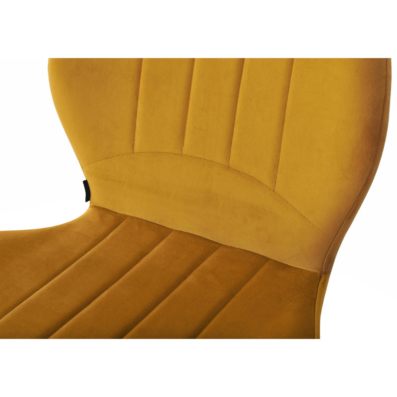 Lot de 2 Chaises Capitonnées et Rembourrées en Velours Jaune Moutarde avec Pieds en Métal Noir - EMILIO 2