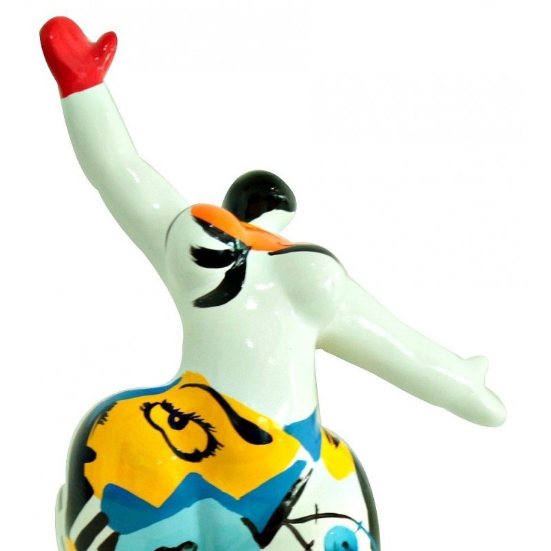 Statue femme figurine blanche danseuse décoration multicolore - style pop art - objet design moderne …