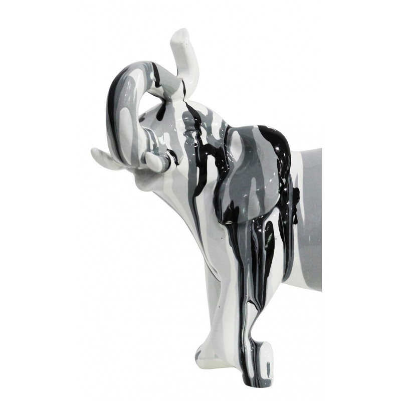 Statue éléphant noir blanc décoration - design moderne contemporain