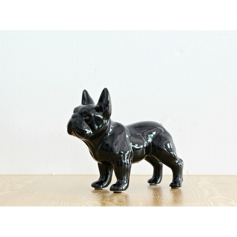 Bulldog chien noir - statue décorative - objet design moderne