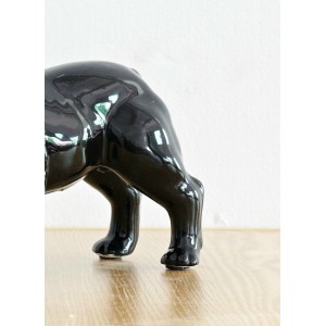 Bulldog français chien noir - statue décorative objet design moderne - zoom arrière