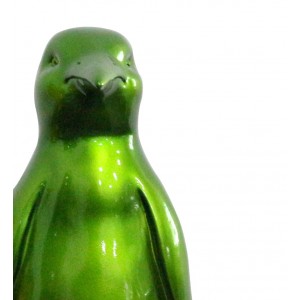 Statue pingouin en résine avec peinture verte H30 cm - ROOKIE 02