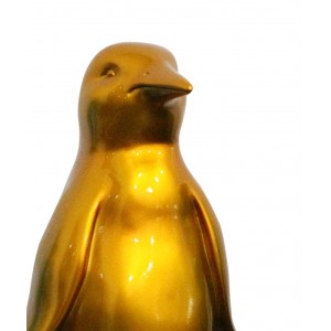 Statue pingouin en résine avec peinture doré H30 cm - ROOKIE 01