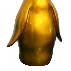 Statue pingouin en résine avec peinture doré H30 cm - ROOKIE 01