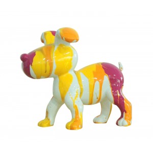 Petit chien sculpture décorative museau rose - design moderne contemporain