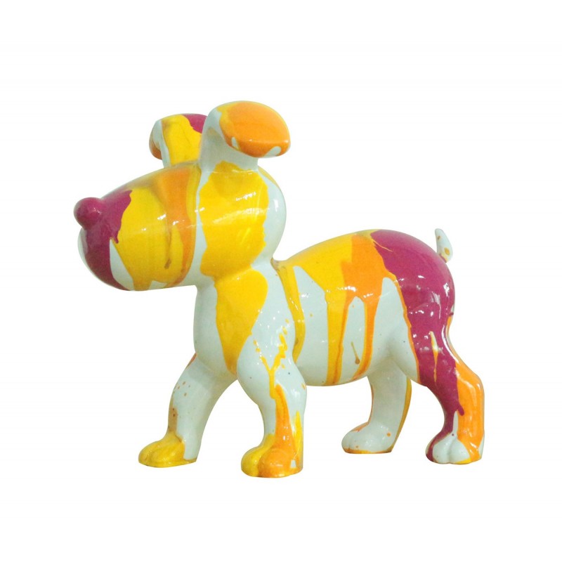 Statue chien avec coulures jaune orange et rose H14 cm - SNOOPY DRIPS