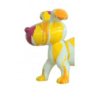 Statue chien avec coulures jaune orange et rose H14 cm - SNOOPY DRIPS