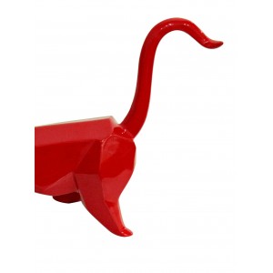 Chat rouge statue décorative style cubique - objet design moderne