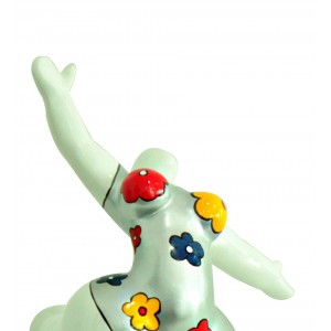 Statue femme figurine blanche danseuse décoration florale -  style pop art - objet design moderne