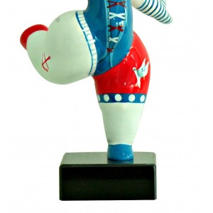 Statue femme blanche figurine danseuse décoration bleue et  rouge pop art