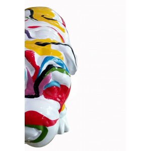 Statue chien bulldog blanc décoration multicolore - style pop art - objet design contemporain