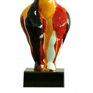 Statue femme debout figurine - décoration orange rouge noire style pop art - objet design moderne