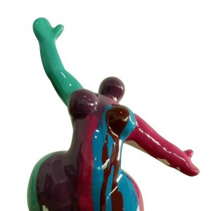 Statue femme  figurine danseuse décoration bleue multicolore style pop art - objet design moderne
