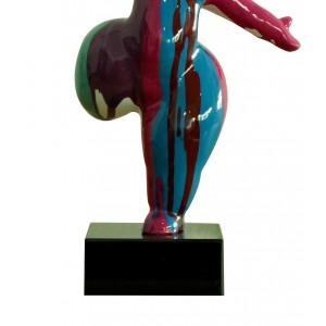 Statue femme  figurine danseuse décoration bleue multicolore style pop art - objet design moderne