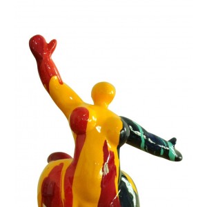 Statue femme figurine danseuse décoration orange style pop art - objet design moderne
