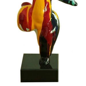Statue femme jambe levée coulures rouge / jaune H33 cm - LADY DRIPS 04