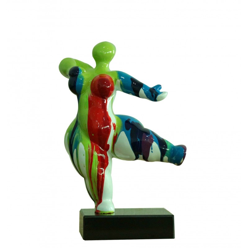 Statue femme dansant avec coulures rouge / bleu H33 cm - LADY DRIPS 01