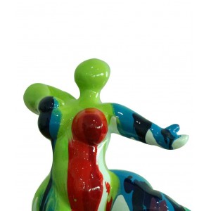Statue femme dansant avec coulures rouge / bleu H33 cm - LADY DRIPS 01
