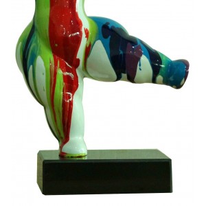 Statue femme figurine danseuse décoration rouge multicolore style pop art - objet design moderne