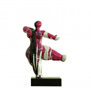 Statue femme dansant avec coulures violet / noir H33 cm - LADY DRIPS 03