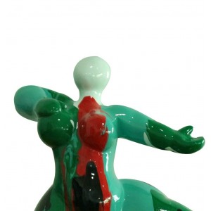 Statue femme dansant avec coulures vert / rouge H33 cm - LADY DRIPS 04