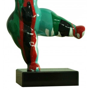 Statue femme dansant avec coulures vert / rouge H33 cm - LADY DRIPS 04