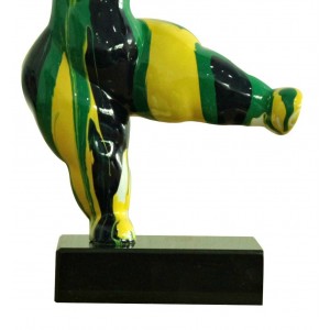 Statue femme figurine danseuse décoration jaune verte style pop art - objet design moderne