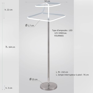 Lampadaire design et original LED losangé Eclairage blanc froid - DIAMOND