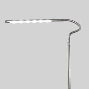 Lampadaire à tête flexible - éclairage par 6 LED blanches - Nickel gris satiné - Modèle RAMMO
