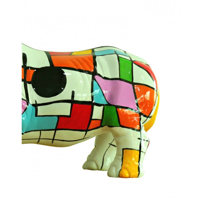 Statue rhinocéros avec carreaux multicolore H24 cm - RHINO SQUARE