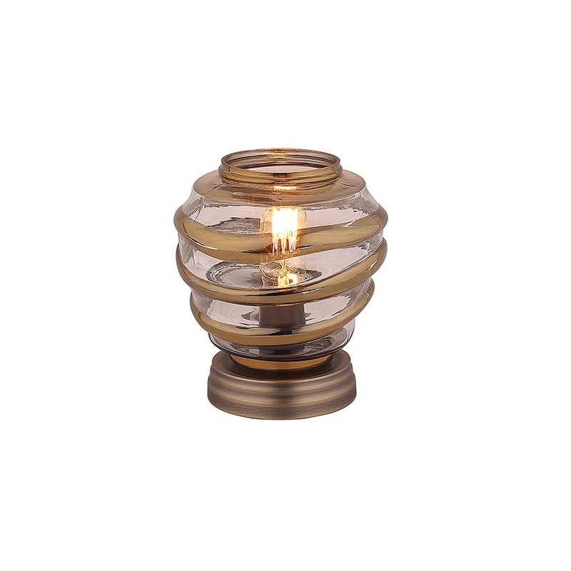Lampe à poser  ronde en verre souflé transparent style vintage  –  NELSON