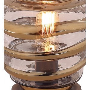 Lampe à poser  ronde en verre souflé transparent style vintage  –  NELSON