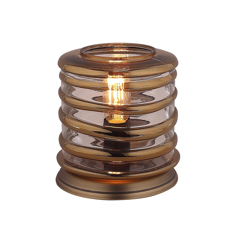 Lampe à poser cylindrique ronde en verre souflé transparent  style vintage  –  NELSON