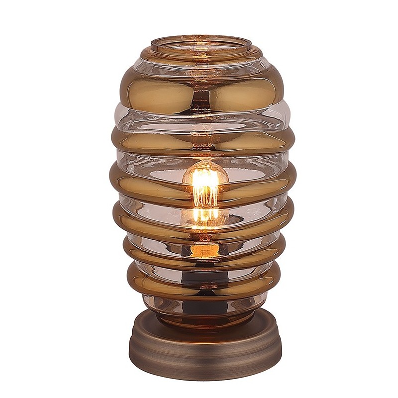 Lampe à poser ovale en verre souflé transparent  style vintage  –  NELSON
