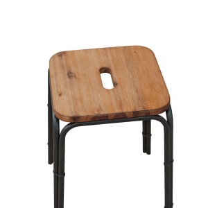 Lot 2 tabourets style loft – Workshop design industriel atelier - acacia et metal