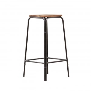 Lot 2 tabourets de bar style loft – Workshop design industriel atelier - acacia et metal