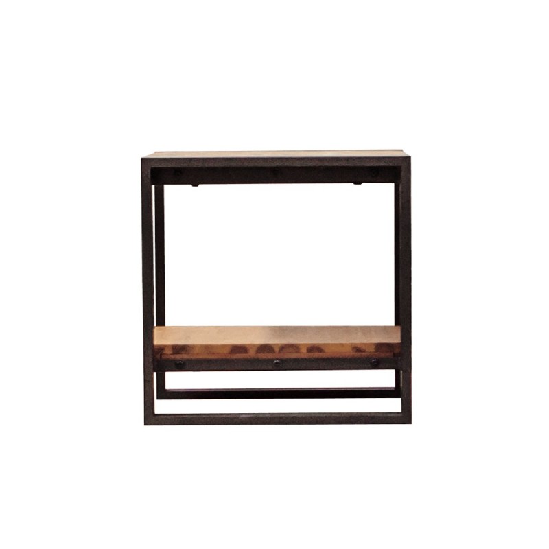 Table d'appoint carrée 50 cm en bois d'acacia et métal - WORKSHOP