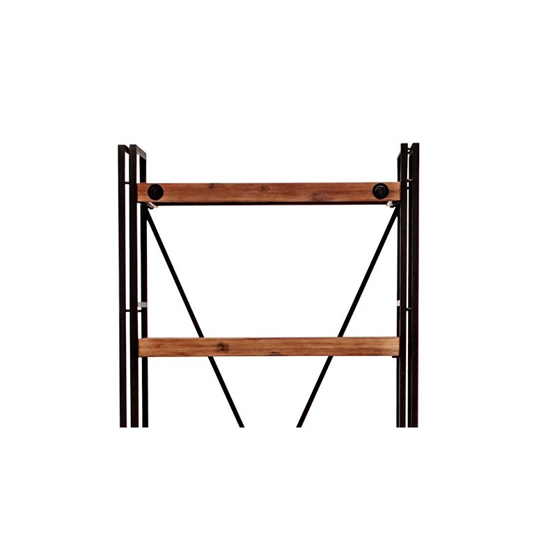 Bibliothèque métal & acacia 80 x 35 – design indus atelier loft WORKSHOP